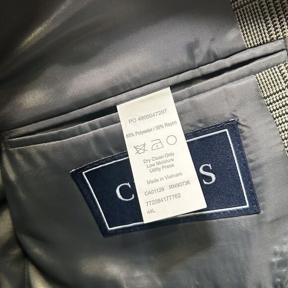 CHAPS Blazer Gray Glen PLAID Men 44L Sport Coat 2 Button Jacket Lined‎ NWOT - Picture 7 of 8